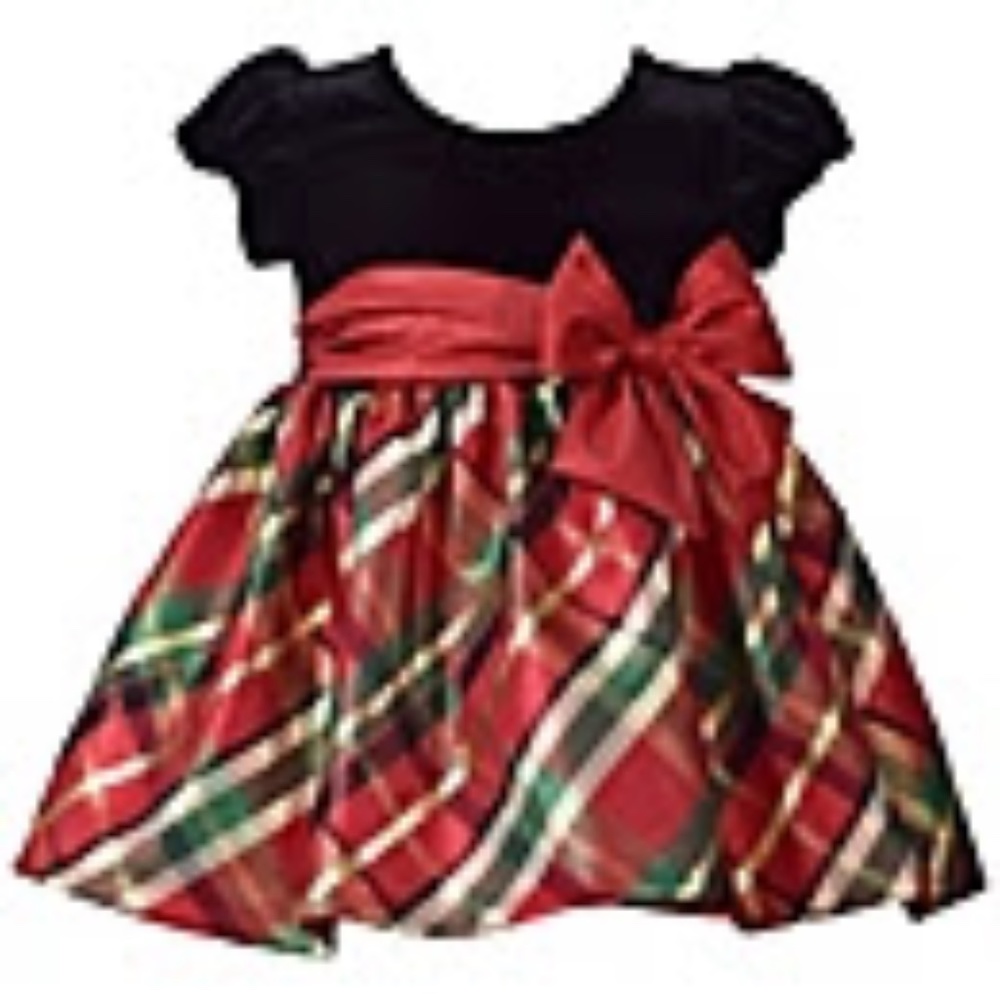 2-Piece Velvet DressTaffeta Dress and Diaper Cover Set